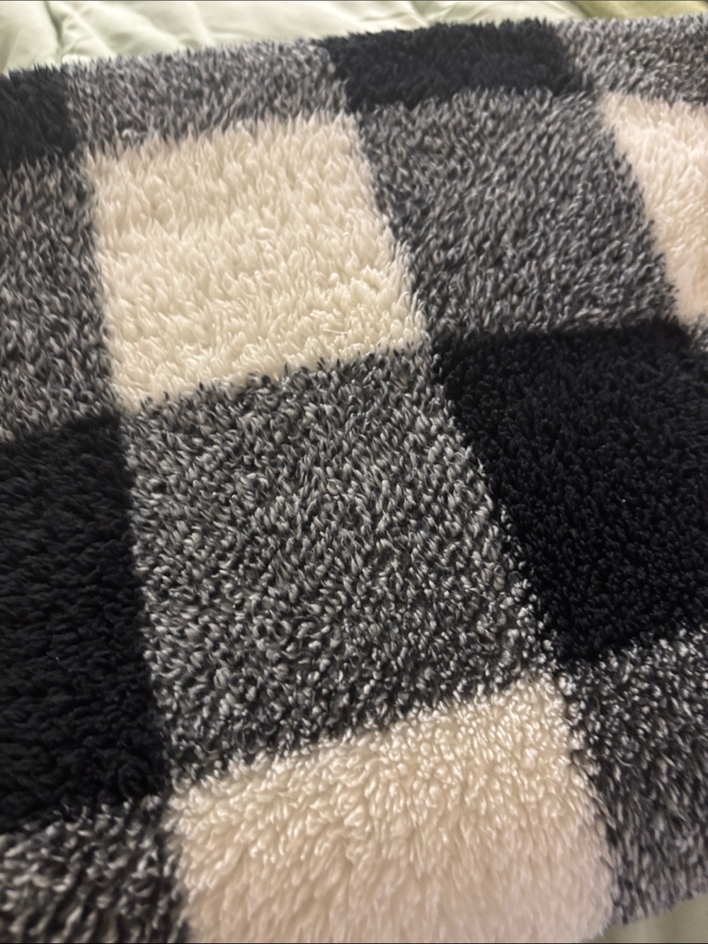 Plaid Sherpa Fleece Throw Blanket - Black, Gray, Cream